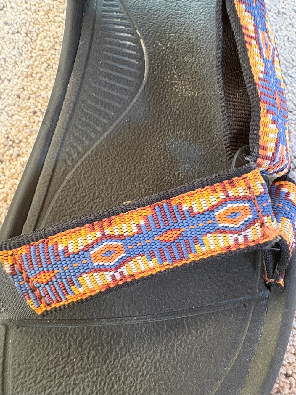 Teva Black Sandals with Orange and Blue Geometric Straps - Picture 4 of 4